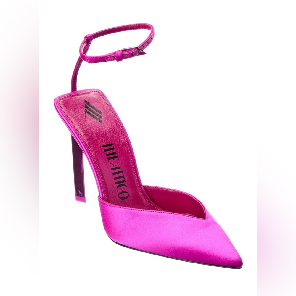 The Attico Perine 105 fuschia hot pink satin D’orsay pointed toe pumps 38